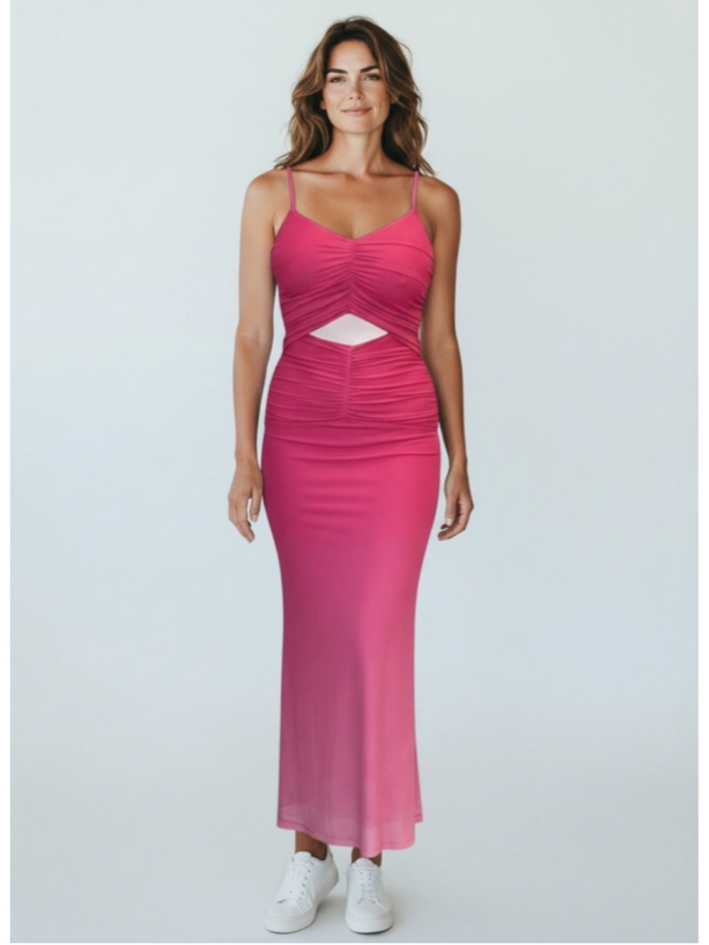 MINKPINK Fuchsia Ruched Cutout Dress